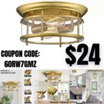 Flush Mount Ceiling Light Fixture, 2-Light Farmhouse Bathroom Light Fixtures for Hallway Dining Living Room Kitchen with Clear Glass Shade