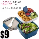 Freshmage Salad Lunch Container To Go, 52-oz Salad Bowls with 3 Compartments