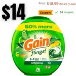 Gain flings Laundry Detergent Soap Pacs HE Compatible 76 Count