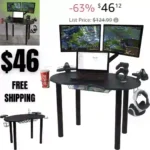 Gaming Studying Working Desk, Durable Carbon Fiber Laminated Desktop, Heavy-Duty All-Steel Legs