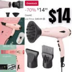 Hair Dryer Blow Dryer with Diffuser Brush Comb Attachments Powerful AC