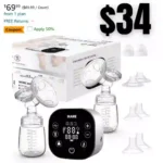 Hospital Grade Double Electric Breast Pumps for Travel & Home Free-Style, 6 Modes & 150 Levels & 3 Size Flanges