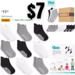 Infinno Baby Non Slip Ankle Socks 9 Pairs – Toddler Socks with Grips for Kids