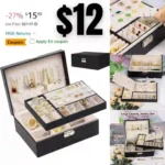 Jewelry Box Organizer for Women Girls, Christmas Gifts Jewelry Organizer Case 2 Layer Jewelry Storage Box PU Leather Soft Lining with Lock for Rings Earrings Necklace Bracelets