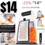 Joined Cheese Grater with Container – Box Grater Cheese Shredder Lemon Zester Grater