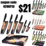 Knife Set Artistic Designed Pattern Kitchen Knife 6 Stainless Steel Kitchen Knives w 6 Blade Guards