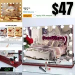 Lighted Vanity Mirror with 3 Light Modes, Hollywood Mirror with 15 Dimmable Bulbs for Bedroom, Tabletop or Wall-Mounted