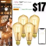 Linkind Smart Edison Bulbs, WiFi LED E26 Edison Bulbs, Dimmable ST19 Vintage Filament Light Bulb, 45W Equivalent, 2200K Soft White