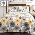 Lush Decor Leah 3 Piece Floral Reversible Quilt Set