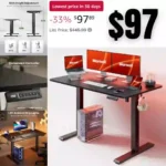 Marsail Electric Standing Desk, 48  24 Inch Height Adjustable Sit Stand up Desk with 3 Memory Preset