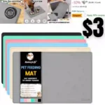 MateeyLife Dog & Cat Food Mat for Floors Waterproof, Nonslip Dog Bowl Mats for Food and Water, Dog Feeding Mats with Raised Edges