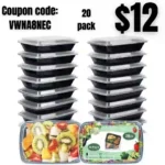 Meal Prep Containers, 28oz 20 Pack Extra-thick Food Storage Containers with Lids, Reusable Plastic Bento Lunch Box, Disposable Bento Box