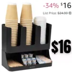 Mind Reader Cup and Condiment Station, Countertop Organizer, Coffee Bar