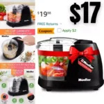 Mueller Mini Food Processor, Electric Food Chopper, 1.5-cup Meat Grinder, Mix, Chop, Mince and Blend Vegetables, Fruits, Nuts, Meats, Stainless Steel Blade, Black