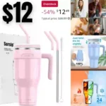 Mug Tumbler,Stainless Steel Insulated Tumbler with Non-Removable Handle–Keeps Drinks Cold up to 24 Hours–Sweat Proof