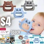 Mytium Teething Toys,3PCS Silicone Baby Teether Toy for 3+ Months Infants Baby Easy to Hold Mitten Teether for Baby Chew Toys and Sucking Needs