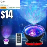 Ocean Wave Projector, Night Light Lamp12 LED Remote Control Timer 8 Colors Changing LED Kids Night Light Projector for Baby Children Adult Bedroom Living Room Decorations