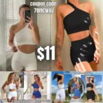 One Shoulder Workout Sets 2 Piece – Seamless Ribbed Gym Outfits