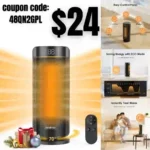 Oraimo Space Heater, 1500W Portable 16inch Electric Heaters for Indoor Use