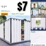 Outdoor Curtains for Patio Waterproof Weatherproof, UV and Fade Resistant Outside Curtains for Gazebo