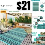 Outdoor Rug Waterproof, Fade Resistant, Premium Recycled Plastic  Striped Outdoor Decoration
