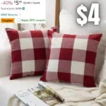 Pack of 2 Classic Farmhouse Buffalo Check Plaids Linen Soft Soild Decorative Square Throw Pillow Covers