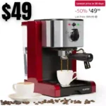 Passionata Rossa Espresso and Cappuccino Machine, 20 Bars of Pressure, Steam Frother for Frothing Milk and Preparing Hot Drinks