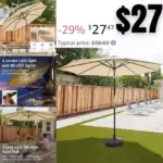 Patio Umbrella, 9 ft Outdoor Table Umbrella with 40 LED Solar Lights of Waterproof and UV