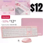 Pink Wireless Keyboard and Mouse, Keyboard and Mouse Combo with Mouse Pad, 3 DPI Adjustable Cordless USB Keyboard and Mouse