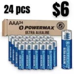 Powermax 24-Count AAA Batteries, Ultra Long Lasting Alkaline Battery, 10-Year Shelf Life, Reclosable Packaging