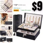 Pretty Comy Jewelry Boxes for Women, Small Travel Jewelry Organizer, 2 Layers Large Jewelry Organizer