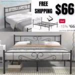 Queen Size Bed Frame with Headboard, 14 Inch Metal Platform Mattress Foundation