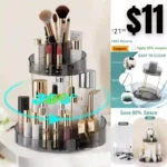 Rotating Makeup Organizer Bathroom Storage 360 Spinning Large Capacity Cosmetic Acrylic with Brush Holder Perfume Tray
