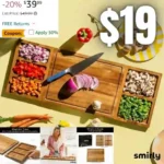 SMIRLY Acacia Wood Cutting Board Set with Storage for Kitchen, Large Meal Prep