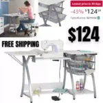 Sew Ready Pro Stitch Sewing Machine Table with Wire Mesh Drawers, Desk for Hobby, Craft Table and Computer Desk