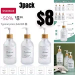 Shampoo and Conditioner Dispenser Set of 3, Stylish Refillable Shampoo and Conditioner Dispenser