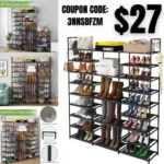 Shoe Rack Organizer, Large Shoe Rack for Entryway Closet, Metal Shoe Shelf for Shoes and Boots