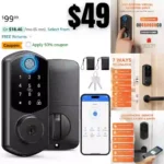 Smart Lock 7 in 1 Keyless Entry Door Lock, Fingerprint App Remote Control Electronic Deadbolt Keypad Door Lock