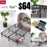 SmartBase Compack Mattress Foundation, 14 Inch Metal Bed Frame, No Box Spring Needed, Sturdy Steel Slat Support, Queen