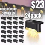 Solar Deck Lights 24 Packs Outdoor Waterproof LED, Solar Fence Lights Outdoor