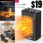 Space Heater, 1500W Small Portable Electric Room Heater with Thermostat, 3 Modes Rotable MINI PTC Ceramic Desk Heater