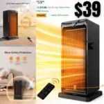 Space Heater, SANVINDER 1500W Portable Electric Heater for Bedroom