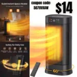 Space Heaters for Indoor Use, 1500W Fast Heating 60 Oscillating Portable Electric PTC Ceramic Heater with Thermostat, 4 Modes