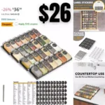 SpaceAid Glass Spice Drawer Organizer with 28 Spice Jars, 386 Labels and Chalk Marker