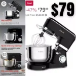 Stand Mixer, 400W 6-Speed Lightweight Electric Mixer, 6.3-Qt Stainless Steel Bowl with Handle