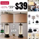 Table Lamps for Living Room Bedroom Set of 2, Modern Lamp with Dual USB Ports, Crystal Lamps with Night Light Bedside Lamp for Nightstand End Table Entryway