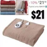Throw Blanket, Soft & Plush Heated Blanket, Cozy Fleece Bedding with Sherpa Reverse, 5 Heat Setting