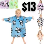 Tirrinia Oversized Hoodie Blanket Sweatshirt for Kids, Wearable Cute Patterns fleece Pullover