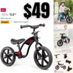 Toddler Balance Bike 2 Year Old, Age 24 Months to 5 Years Old, Front Light, Rubber Wheel