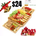 Vestaware Charcuterie Boards, Large Charcuterie Board Set, Bamboo Cheese Board and Knife Set